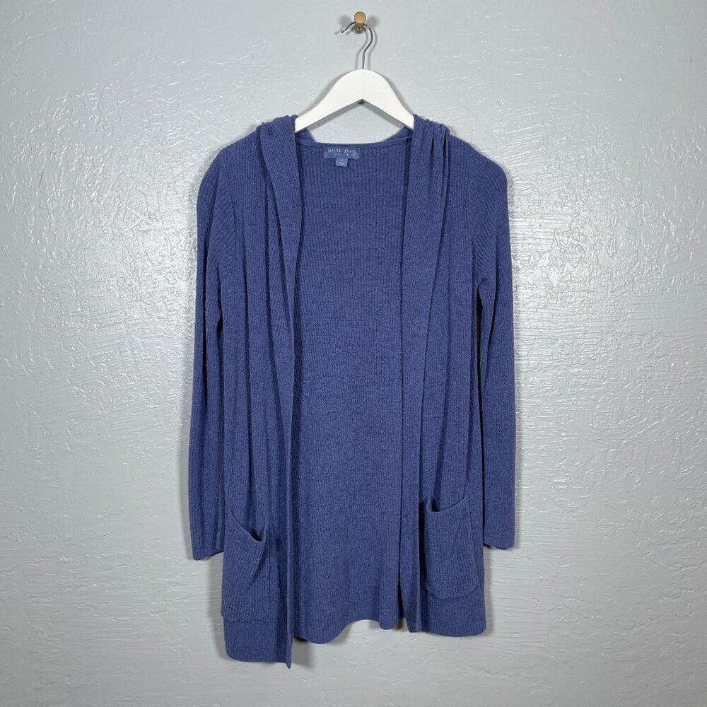 Barefoot Dreams Women S Blue CozyChic Ultra Lite Hooded Cardi Pockets Sweater